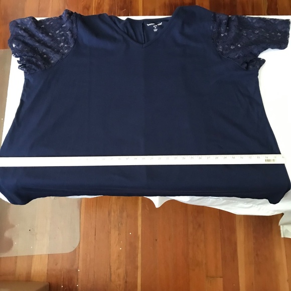 WOMAN WITHIN Lace Sleeve Tunic V-Neck Tee Shirt Women’s Plus Size 4X 34/36 - Picture 11 of 16